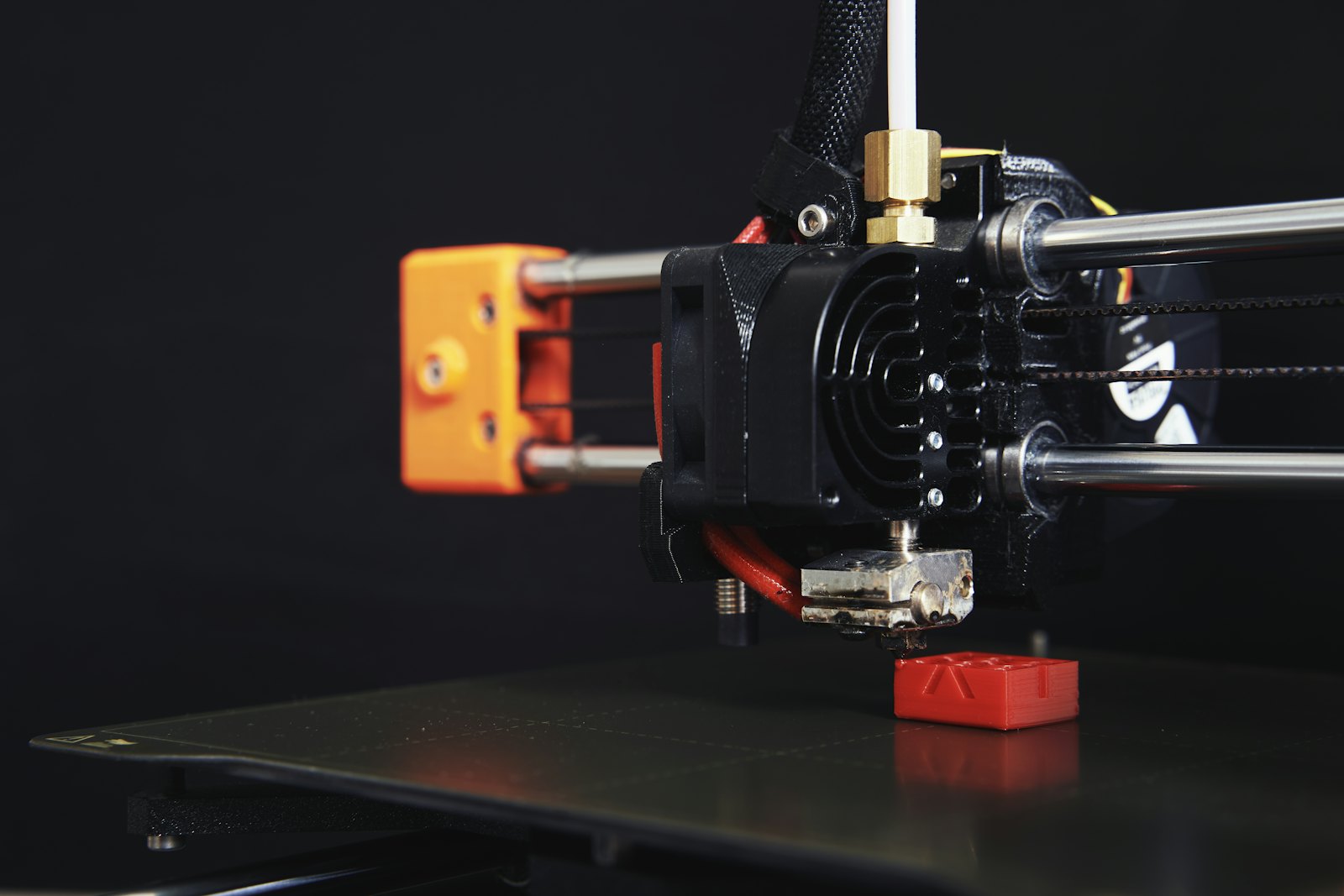 Close-up of a 3D printer head